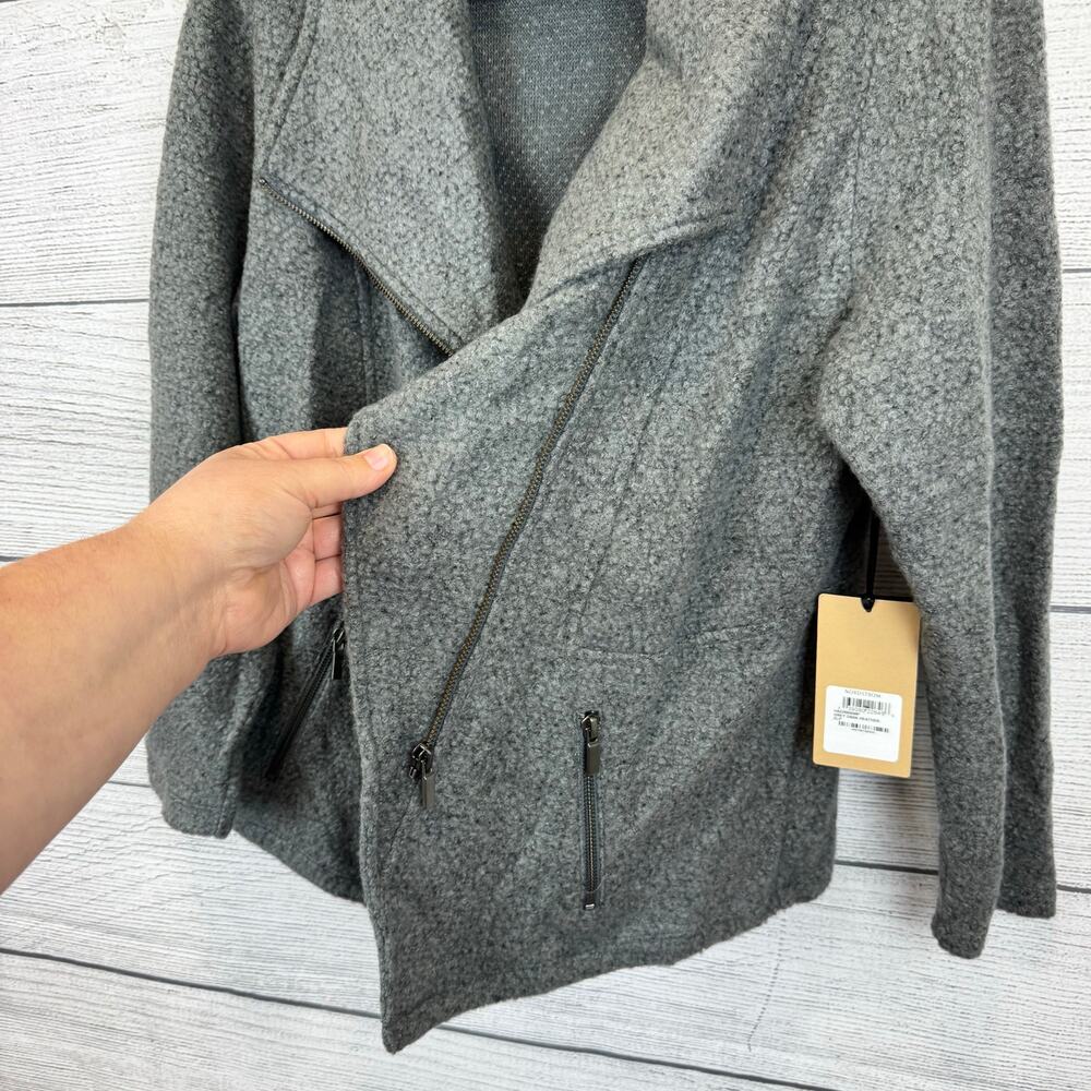 Halogen Women's Gray Wool Blend Knit Moto Style Jacket Size XL Petite - Picture 7 of 8